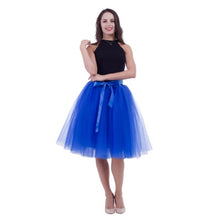 Load image into Gallery viewer, 5 Layers Tulle Skirt Women Summer Ball Gown Midi Skirts Female High Waist Tutu Pleated Faldas For Women School Sun Jupe