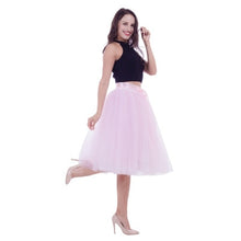 Load image into Gallery viewer, 5 Layers Tulle Skirt Women Summer Ball Gown Midi Skirts Female High Waist Tutu Pleated Faldas For Women School Sun Jupe