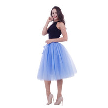 Load image into Gallery viewer, 5 Layers Tulle Skirt Women Summer Ball Gown Midi Skirts Female High Waist Tutu Pleated Faldas For Women School Sun Jupe