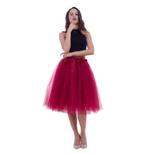 Load image into Gallery viewer, 5 Layers Tulle Skirt Women Summer Ball Gown Midi Skirts Female High Waist Tutu Pleated Faldas For Women School Sun Jupe