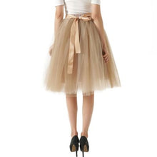 Load image into Gallery viewer, 5 Layers Tulle Skirt Women Summer Ball Gown Midi Skirts Female High Waist Tutu Pleated Faldas For Women School Sun Jupe