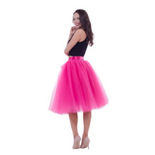 Load image into Gallery viewer, 5 Layers Tulle Skirt Women Summer Ball Gown Midi Skirts Female High Waist Tutu Pleated Faldas For Women School Sun Jupe