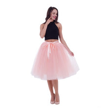 Load image into Gallery viewer, 5 Layers Tulle Skirt Women Summer Ball Gown Midi Skirts Female High Waist Tutu Pleated Faldas For Women School Sun Jupe