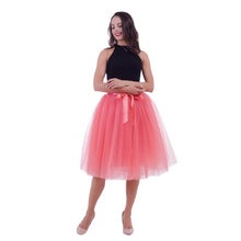 Load image into Gallery viewer, 5 Layers Tulle Skirt Women Summer Ball Gown Midi Skirts Female High Waist Tutu Pleated Faldas For Women School Sun Jupe