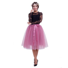 Load image into Gallery viewer, 5 Layers Tulle Skirt Women Summer Ball Gown Midi Skirts Female High Waist Tutu Pleated Faldas For Women School Sun Jupe