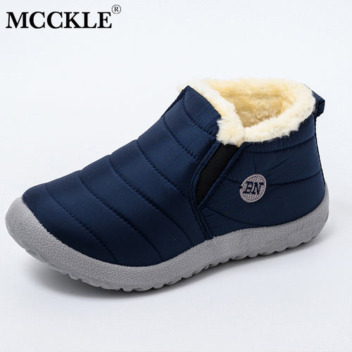 MCCKLE Snow Boots Women Shoes Warm Plush Fur Ankle Boots Winter Female Slip On Flat Casual Shoes Waterproof Ultralight Footwear