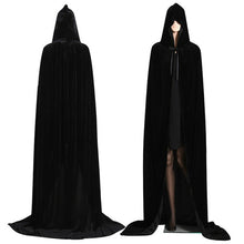 Load image into Gallery viewer, Adult Halloween Velvet Cloak Cape Hooded Medieval Costume Witch Wicca Vampire UK