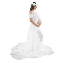 Load image into Gallery viewer, Black White Sexy Maternity Dresses for Photo Shoot Photography Props Women Pregnancy Dress Lace Long Strapless Maxi Dress