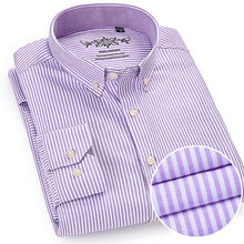 Load image into Gallery viewer, Men's Plaid Checked Oxford Button-down Shirt Single Patch Pocket Casual Thick Contrast Standard-fit Long Sleeve Gingham Shirts