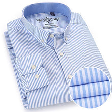 Load image into Gallery viewer, Men's Plaid Checked Oxford Button-down Shirt Single Patch Pocket Casual Thick Contrast Standard-fit Long Sleeve Gingham Shirts