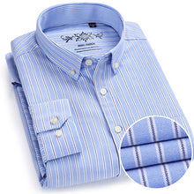 Load image into Gallery viewer, Men's Plaid Checked Oxford Button-down Shirt Single Patch Pocket Casual Thick Contrast Standard-fit Long Sleeve Gingham Shirts