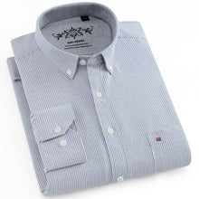 Load image into Gallery viewer, Men's Plaid Checked Oxford Button-down Shirt Single Patch Pocket Casual Thick Contrast Standard-fit Long Sleeve Gingham Shirts