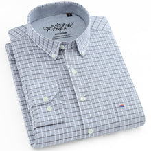 Load image into Gallery viewer, Men's Plaid Checked Oxford Button-down Shirt Single Patch Pocket Casual Thick Contrast Standard-fit Long Sleeve Gingham Shirts