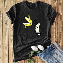 Load image into Gallery viewer, Women Casual Graphic Tees Women Polyester Summer Tees &amp; Tops Harajuku Banana with Banana Peel Off  Fuuny Kawaii Tee Shirts 2019