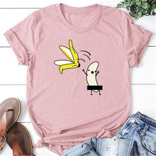 Load image into Gallery viewer, Women Casual Graphic Tees Women Polyester Summer Tees &amp; Tops Harajuku Banana with Banana Peel Off  Fuuny Kawaii Tee Shirts 2019