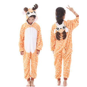 Girls Boys Winter Kigurumi Pajamas Unicorn Cartoon Anime Animal Onesies Kids Sleepwear Flannel Warm Jumpsuit Children Pajamas