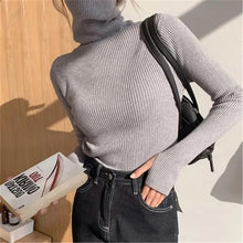 Load image into Gallery viewer, Women heaps collar Turtleneck Sweaters Autumn Winter Slim Pullover Women Basic Tops Casual Soft Knit Sweater Soft Warm Jumper