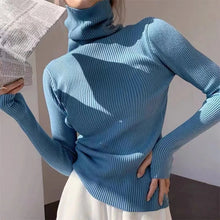 Load image into Gallery viewer, Women heaps collar Turtleneck Sweaters Autumn Winter Slim Pullover Women Basic Tops Casual Soft Knit Sweater Soft Warm Jumper
