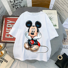 Load image into Gallery viewer, Vintage Women Fashion Cartoon Mickey Minnie Summer Disney Kawaii Top Female Ulzzang Oversized T-shirt with Short Sleeves 90s Y2k