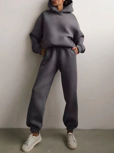 Winter Two Piece Sets Women Tracksuit Oversized Suit 2022 Autumn Trouser Suits Female Sweatshirt Solid Sports Hoodie Sportswear