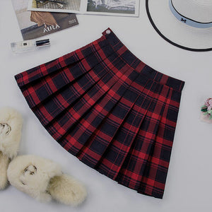 Plus Size Harajuku Short Skirt New Korean Plaid Skirt Women Zipper High Waist School Girl Pleated Plaid Skirt Sexy Mini Skirt