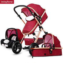 Load image into Gallery viewer, 3 in 1 baby strollers and sleeping basket newborn 2 in 1 baby stroller Europe baby pram one parcel with car seat