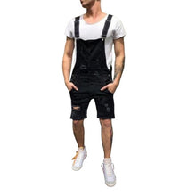 Load image into Gallery viewer, 2019 Oversize Fashion Men&#39;s Ripped Jeans Jumpsuits Shorts Summer Hi Street Distressed Denim Bib Overalls For Man Suspender Pants