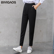 Load image into Gallery viewer, BIVIGAOS Spring Summer New Ladies Korean OL Black Harem Pants Breathable Thin Casual Pencil Pants Simple Suit Trousers For Women