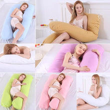 Load image into Gallery viewer, Big U Shape Maternity Pregnancy Baby Pillow Pure Cotton Sleeper Women Slide Cushion Sleeping Support Pillow for Pregnant Women