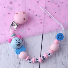 Load image into Gallery viewer, Personalized Name Baby Pacifier Clip Chain Infant Boys Girls Cute Cartoon Bear Toys Pacifier Chain Holder Baby Nipple Feeding