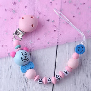 Personalized Name Baby Pacifier Clip Chain Infant Boys Girls Cute Cartoon Bear Toys Pacifier Chain Holder Baby Nipple Feeding