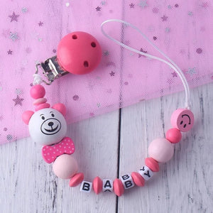 Personalized Name Baby Pacifier Clip Chain Infant Boys Girls Cute Cartoon Bear Toys Pacifier Chain Holder Baby Nipple Feeding