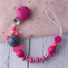 Load image into Gallery viewer, Personalized Name Baby Pacifier Clip Chain Infant Boys Girls Cute Cartoon Bear Toys Pacifier Chain Holder Baby Nipple Feeding