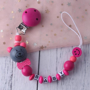 Personalized Name Baby Pacifier Clip Chain Infant Boys Girls Cute Cartoon Bear Toys Pacifier Chain Holder Baby Nipple Feeding