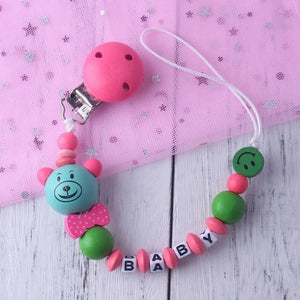 Personalized Name Baby Pacifier Clip Chain Infant Boys Girls Cute Cartoon Bear Toys Pacifier Chain Holder Baby Nipple Feeding