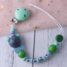 Load image into Gallery viewer, Personalized Name Baby Pacifier Clip Chain Infant Boys Girls Cute Cartoon Bear Toys Pacifier Chain Holder Baby Nipple Feeding