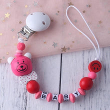 Load image into Gallery viewer, Personalized Name Baby Pacifier Clip Chain Infant Boys Girls Cute Cartoon Bear Toys Pacifier Chain Holder Baby Nipple Feeding