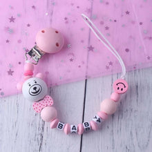 Load image into Gallery viewer, Personalized Name Baby Pacifier Clip Chain Infant Boys Girls Cute Cartoon Bear Toys Pacifier Chain Holder Baby Nipple Feeding