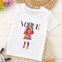Load image into Gallery viewer, VOGUE New Arrival Princess Print Kids T Shirt Funny Kawaii Cartoon Girl Top Harajuku White Round Neck Short Sleeves Boys Tshirt