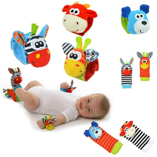 Newborn Baby Hand Strap Wrist Bell Foot Sock Rattles Animal Rattles Soft Toy for Infant Children
