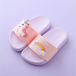 Unicorn Slippers for Boy Girl Rainbow Shoes 2019 Summer Toddler Animal Kids Indoor Baby Slippers PVC Cartoon Kids Slippers