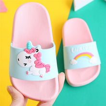 Load image into Gallery viewer, Unicorn Slippers for Boy Girl Rainbow Shoes 2019 Summer Toddler Animal Kids Indoor Baby Slippers PVC Cartoon Kids Slippers