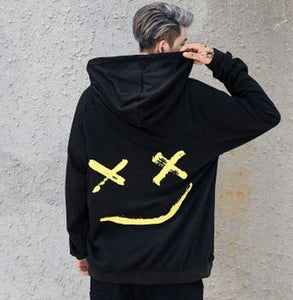 Hot Sale Fashion  Plus Size 3XL Hip Hop Street Wear Men Hooded Hoodies Smile Print Sweatshirts Tops Hoodie Clothes
