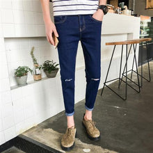 Load image into Gallery viewer, Jeans male 9-point pants beggar hole seven-point pants Male Korean version tide slimming trend hundred short shorts loose