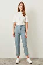 Load image into Gallery viewer, Trendyol Blue High Waist  Mom  80s Jeans Casual Straight-led Denim for Ladies TCLSS19LR0047