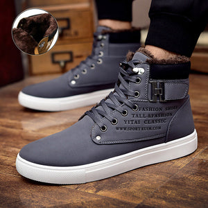 work shoes for winter boots men shoes 2019 fashion solid lace-up mens boot flat with keep warm shoes men high shoes plus size