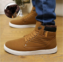 Load image into Gallery viewer, work shoes for winter boots men shoes 2019 fashion solid lace-up mens boot flat with keep warm shoes men high shoes plus size