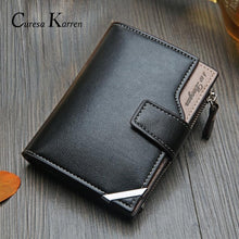 Load image into Gallery viewer, New Korean casual men&#39;s wallet Short vertical locomotive British casual multi-function card bag zipper buckle triangle folding