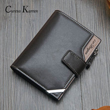 Load image into Gallery viewer, New Korean casual men&#39;s wallet Short vertical locomotive British casual multi-function card bag zipper buckle triangle folding