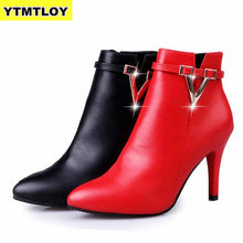 Load image into Gallery viewer, HOT Autumn Stiletto Thin High Heels Zipper Style Sexy Womens Boots Bota Feminina  Pointed Toe Faux Leather Green  Ankle Boot